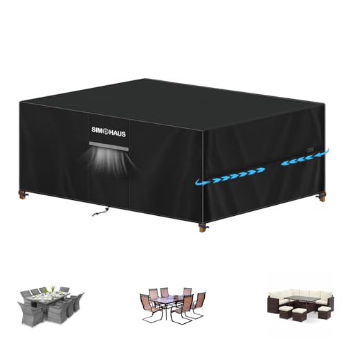 SIMPHAUS Capas móveis de jardim exterior capa exterior impermeável capa de mesa e cadeiras exterior, anti-UV tecido Oxford 420D, capa protetora para conjuntos móveis, sofá de exterior 230 x 130 x 90