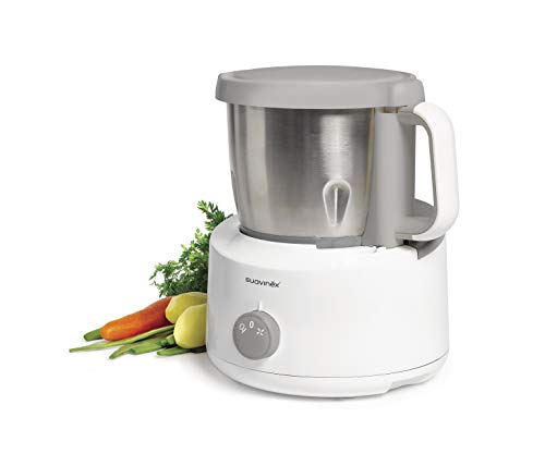 Suavinex - Robô de cozinha bebé 5 em 1: Cozinha, tritura, aquecimento, desgela e esteriliza. Super rápido, fácil de usar e limpar. Jarro e lâminas de aço inoxidável, metal
