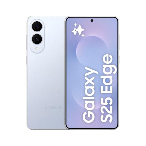 Samsung Galaxy S25 Edge 256 GB Telemóvel fino com IA, Galaxy AI, 12 GB RAM, câmara 200 MP, bateria longa duração, garantia do fabricante 3 anos 1 extra, cor titânio azul (versão espanhola)