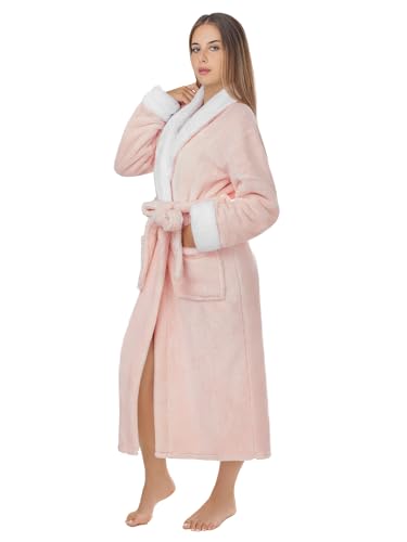 LEBENGOOD Roupão de mulher inverno - roupão de banho mulher forro polar, roupões de casa de senhora, coral, aconchegante, microfibra OEKO-TEX®