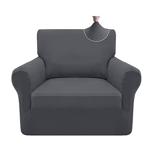 Granbest Capa de sofá elástica de microfibra super macia e elastano com espuma antiderrapante (1 lugar, cinzento)