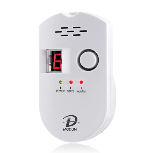 Detector de gás, GPG/gás natural/detector de fugas de gás de carvão, sensor conector monitor de gás com alarme sonoro e ecrã digital LED, alarme de gás combustível metano propano butano início