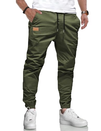 LIUPMWE Calças de trabalho para homem casual elásticas Jogging calças de algodão Slim Fit Cargo Pants com bolsos outono inverno
