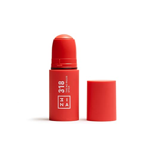 3INA MAKEUP - The No - Rules Stick 318 - Coral - Colorete em creme coral com ácido hialurónico - colorete em barra 3 em 1 bochechas lábios e olhos com acabamento natural - Vegan - Cruelty Free