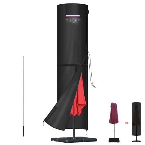 LAMUNI Capa para guarda-sol e jardim, capa para guarda-sol com haste, capa guarda-sol de praia exterior capa protetora para para-sol, capa impermeável para guarda-sol suspenso de Ø 2-4 m, 220 x 50/50