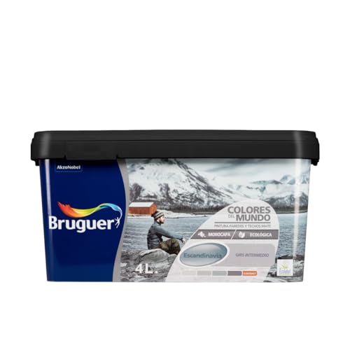 Bruguer Cores do mundo pintura para paredes monocamada Escandinávia cinzento intermediário 4 L