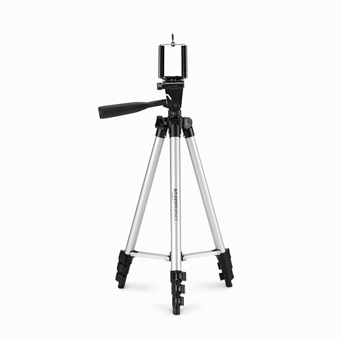 Amazon Basics Tripé universal para smartphone de alumínio de 127 cm com rotação de três eixos, preto