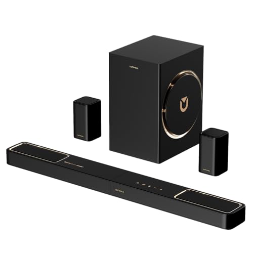 ULTIMEA Barra de som de 5,1,2 ch com Dolby Atmos, sistema de som envolvente para 2 altifalantes envolventes, bar de som com subwoofer, BT 5.4, HDMI eARC, para TV e Smart TV, Skywave F40 Boom