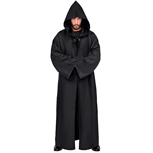 Myir JUN Capa com capuz de Halloween para homem, disfarce de cavalheiro para adulto carnaval Medieval fato roupa Cosplay (S, preto)