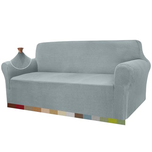 Capa de sofá de alta elasticidade, moderna capa de sofá jacquard elástico para salão, proteção para cães e animais de estimação, 3 lugares, cinzento neutro