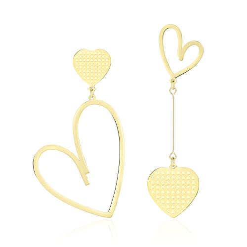 Linawe Brincos suspensos em forma de coração, brincos de aço inoxidável para mulher, brincos suspensos para casal, brincos para mulher