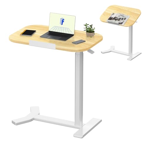 FLEXISPOT H5 Mesa auxiliar em forma de C ajustável em altura - mesa de centro versátil, mesa para portátil e mesa de cabeceira - reversível de 90º, placa de madeira (ácer branco