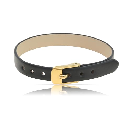 Made by Nami Pulseira de couro para homem, cor castanha, ajustável, com fivela, presente para ele