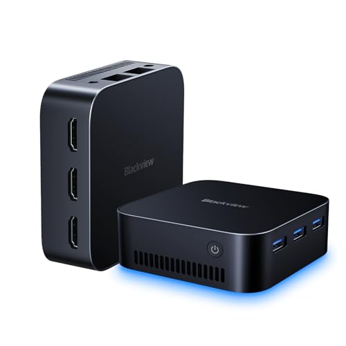 Blackview MP80 Mini PC Intel 12th N97 (até 3,6 GHz), 16 GB LPDDR5 512 GB M.2 SSD Mini computador de secretária, compatível com LAN dupla, 3 * HDMI, USB 3.0, WiFi 2.4/5G, 4K UHD