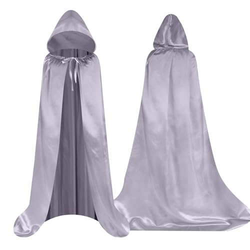 Aomig Capa preta com capuz, longa medieval disfarce morte criança e adulto, capa de Halloween unissexo para cosplay de bruxa vampiro mágico, capa disfarce de Halloween criança adulto para carnaval