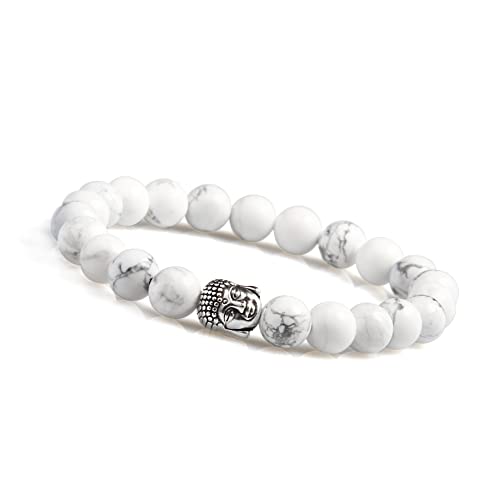 Good.Designs ® Pulseira de pérolas de Buda feita de pedras naturais reais e pérolas nobres do budismo, pulseira de chakra para senhoras e cavalheiros, pulseira de ioga