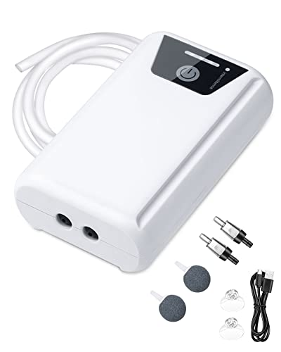 Petbank Bomba de ar aquário portátil, oxigenador aquário recarregável ultra-silencioso <35 DB, oxímetro de pesca para Outdoor Fishing, transporte de peixe e cortes de energia