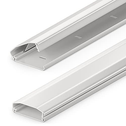 deleyCON Caleta universal para cabos e linhas alumínio de primeira qualidade comprimento 100 cm largura 6 cm altura 2 cm - branco
