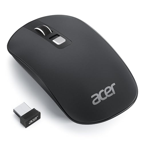 acer Rato sem fios ultra-fino, rato sem fios portátil de 2,4 GHz, rato sem fios com 800/1200/1600 dpi ajustável, 4 botões, rato sem fios portátil, Surface Pro, MacBook e PC