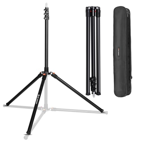 K&F Concept 220 cm Suporte de iluminação, suporte tripé de luz liga de alumínio para fotografia de iluminação, estúdio, flash, vídeo, refletor, softbox, para-sol, carga 4 kg