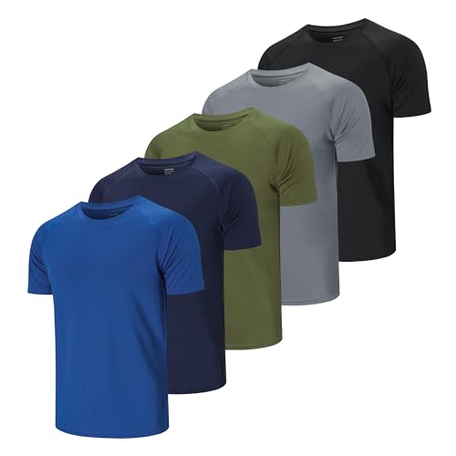 Cimic 1, 3, 5 ou 7 peças t-shirt desportiva para homem, t-shirts de manga curta para homem, secagem rápida respirável para corrida ginásio