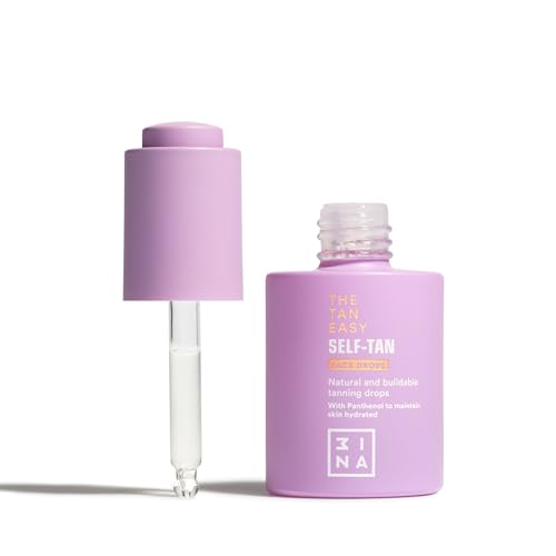 3INA MAKEUP - The Tan Easy Self-Tan Face Drops - gotas de bronze com pantenol - bronzeado modular natural - gotas de bronze com textura de gel leve, secagem rápida - Vegan - Cruelty Free