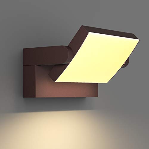 Klighten 24 W LED Candeeiro de parede exterior interior IP65, luz de parede ajustável, moderno apliques de parede alumínio para entrada jardins corredor sala de estar, branco quente 2700 K-3000 K,
