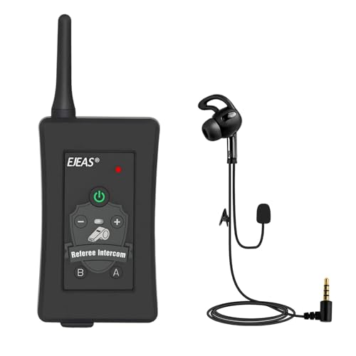 EJEAS FBIM Árbitro de futebol profissional sistema de comunicação com intercomunicador Bluetooth, 1500 M intercomunicador online para 4 pessoas com redução de ruído CVC, com bracelete (1 pacote)