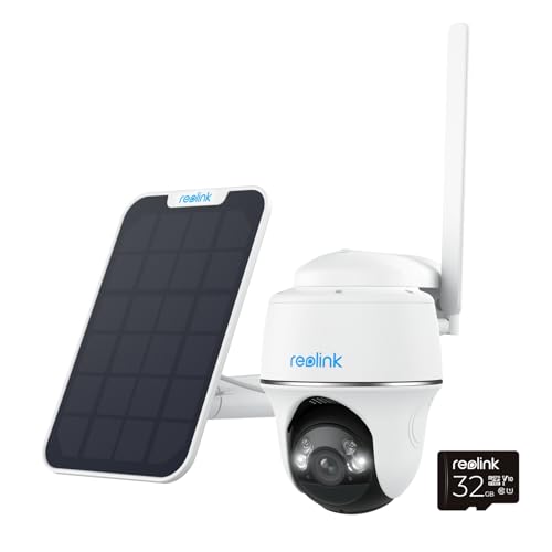 Reolink 3G/4G LTE Câmara de vigilância exterior solar com bateria, 5 MP câmara de som 360 ° PTZ, deteção de pessoa/veículo, áudio bidirecional, nuvem, Go PT Plus 32 GB cartão SD painel solar