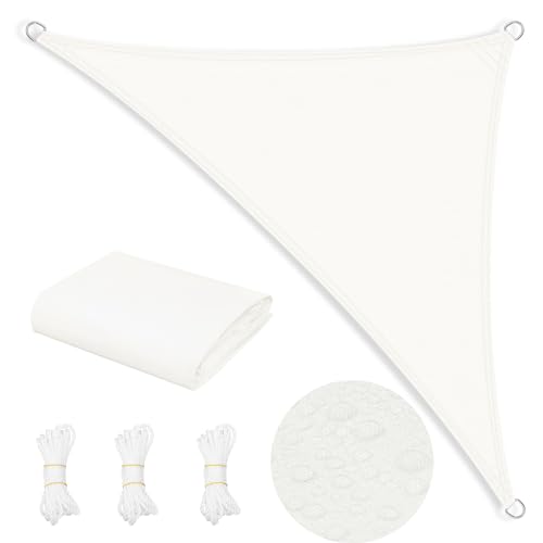 WOLTU Toldo solar, impermeável, 3,6 x 3,6 x 5,1 m de poliéster, 200 g/m², toldo à prova de vento e proteção contra raios UV, toldo exterior para jardim, pátio, piscina, creme