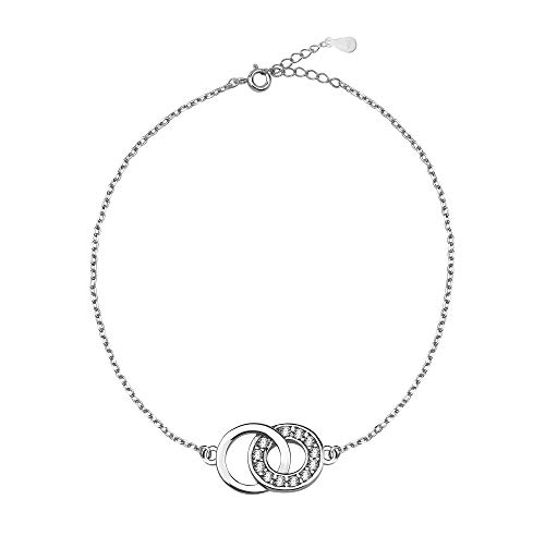 Sofia Milani - Pulseira para mulheres em prata de lei 925 - com zircões - pingente de círculo - 30069, prata esterlina, Zircônia cúbica