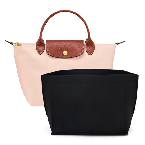 lumanothy Organizador de bolsas Shopper, organizador de bolsas com vários bolsos, feltro Longchamp organizador para Longchamp, pólen, saco de compras, preto, L