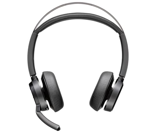 Poly Voyager Focus 2 Auriculares sem fios UC com microfone e suporte de carregamento: compatível com PC através do adaptador BLUETOOTH BT700 incluído ou através do cabo USB