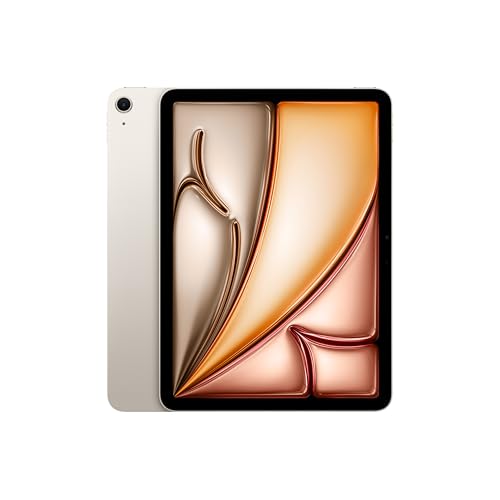 Apple iPad Air de 11 polegadas com chip M3, desenhado para Apple Intelligence, ecrã líquido com ecrã Retina, 256 GB, câmara frontal/traseira de 12 Mpx, Wi-Fi 6E, Touch ID, branco-estrela