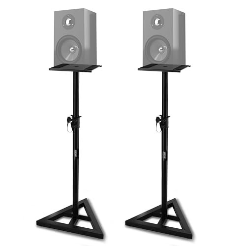 Pyle Suporte para altifalante de chão, base triangular e pés para monitores de estúdio, altura ajustável de 26 a 52 polegadas. cor preta. 1 Par