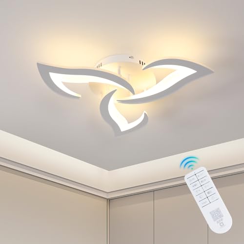 Riserva Candeeiro de teto LED regulável, 35 W 4000 LM candeeiro de teto moderno com controlo remoto/APP, 3000 K-6500 K SJFS 58 cm, design de pétalas candeeiro de teto para sala de estar, quarto, sala