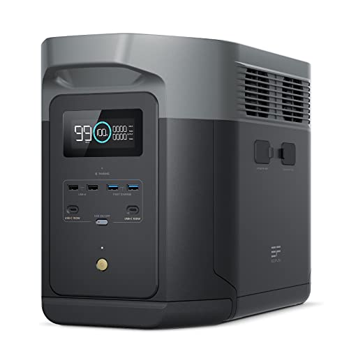 EcoFlow Estação de energia portátil DELTA 2 máx, 2048Wh, bateria LFP de 3000 ciclos de CA 80% de carga em 53 minutos, potência até 3100 W gerador solar silencioso para casa/caravanas/campismo