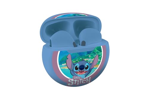 Lexibook, Disney Stitch, auriculares estéreo sem fios, som, microfone integrado, controlos táteis, estojo de carregamento, som limitado a 85 dB, azul, HPBT05D