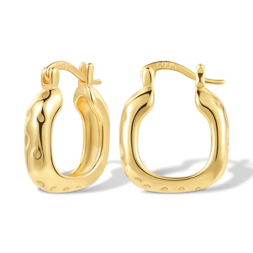 ALEXCRAFT Brincos de argola de prata de lei 925 para mulher, brincos de argola ovais de prata, hipoalergénicos, pequenos em forma de U, para presentes de joalharia