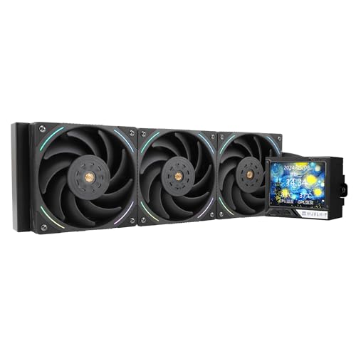 TR Mjolnir Vision 360 ARGB Black-AIO CPU Liquid Cooler, ecrã LCD IPS com resolução 320 x 240, para AM4/AM5 e LGA1700/1851, ecrã LCD absorvente de 3,5 polegadas