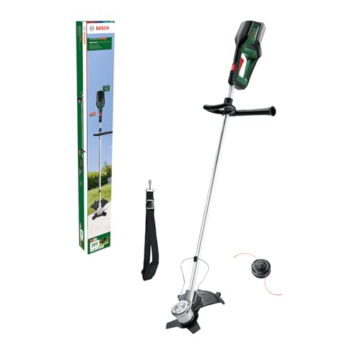 Bosch roçadora a bateria AdvancedBrushCut 36 V-23-750 (para tarefas exigentes de HELIUce; sistema de 36 volts; diâmetro de corte: 33 cm (fio), 23 cm (lâmina); 1 bateria de 2,0 Ah, carregador)