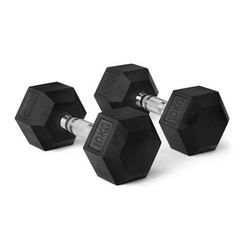 Amazon Basics Rubber Encased Hex Dumbbell Weights Set