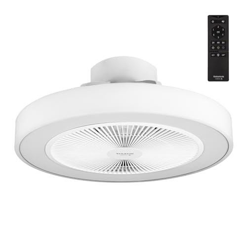 Taurus - Ventoinha de teto Fresko invisível 40 W | 7 pás protegidas, motor DC | ultra-silencioso, 3 tipos de luz, 6 velocidades, função de verão/inverno, controlo remoto e temporizador 8h