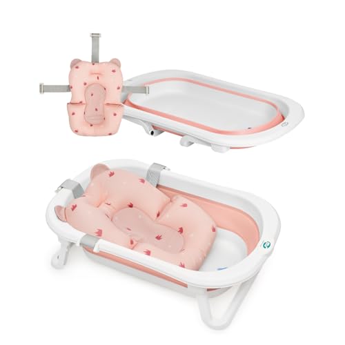 MS Flex almofada redutora - banheira dobrável para bebé com pernas e almofada redutora adaptável - banheira para bebé fácil de guardar - portátil para casa ou para levar em viagem