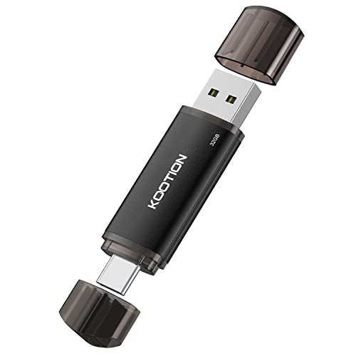 KOOTION Memória USB 32 GB, 2 em 1 Pendrive USB 32 GB USB C OTG 2.0 memória USB C 32 GB dupla interface duradoura USB Flash Drive com porta-chaves impermeável para PC/portátil, telemóvel tipo C