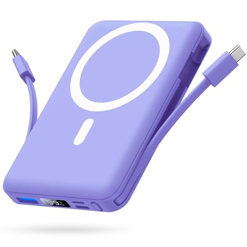 Yiisonger Power Bank Magnético 10000 mAh, para Magsafe Powerbank bateria externa de carregamento rápido, carregador portátil sem fios, ecrã LED USB-C para iPhone 16/15/14/13/12/Pro/Pro MAX