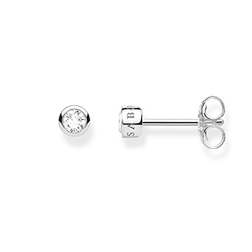 Thomas Sabo Brincos de mulher com pedra branca, prata de lei 925, H1963-051-14