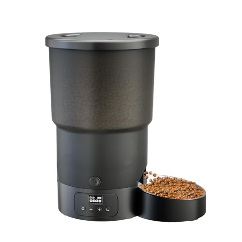 Gimars 5L Automatic Cat Feeders Programável 1-6 Meals por Day Timed Automatic Cat Food Dispenser with LCD for Easy Set Up - Portion Control Auto Pet Feeder for Cats and Small Dogs - Black