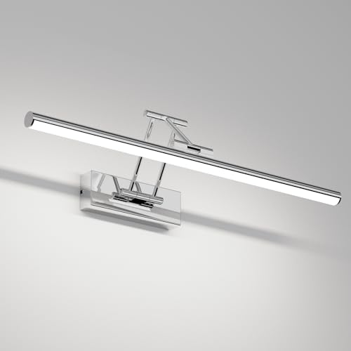 Klighten Candeeiro de espelho LED 50 cm, candeeiro de espelho 16 W 1200 LM, candeeiros espelho giratórios para casa de banho IP44, aplique de espelho de casa de banho, branco frio 500 K, cromado