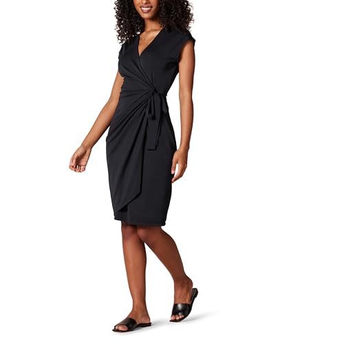 Amazon Essentials Vestido cruzado clássico com mangas casquilho (disponível em tamanhos grandes) para mulher